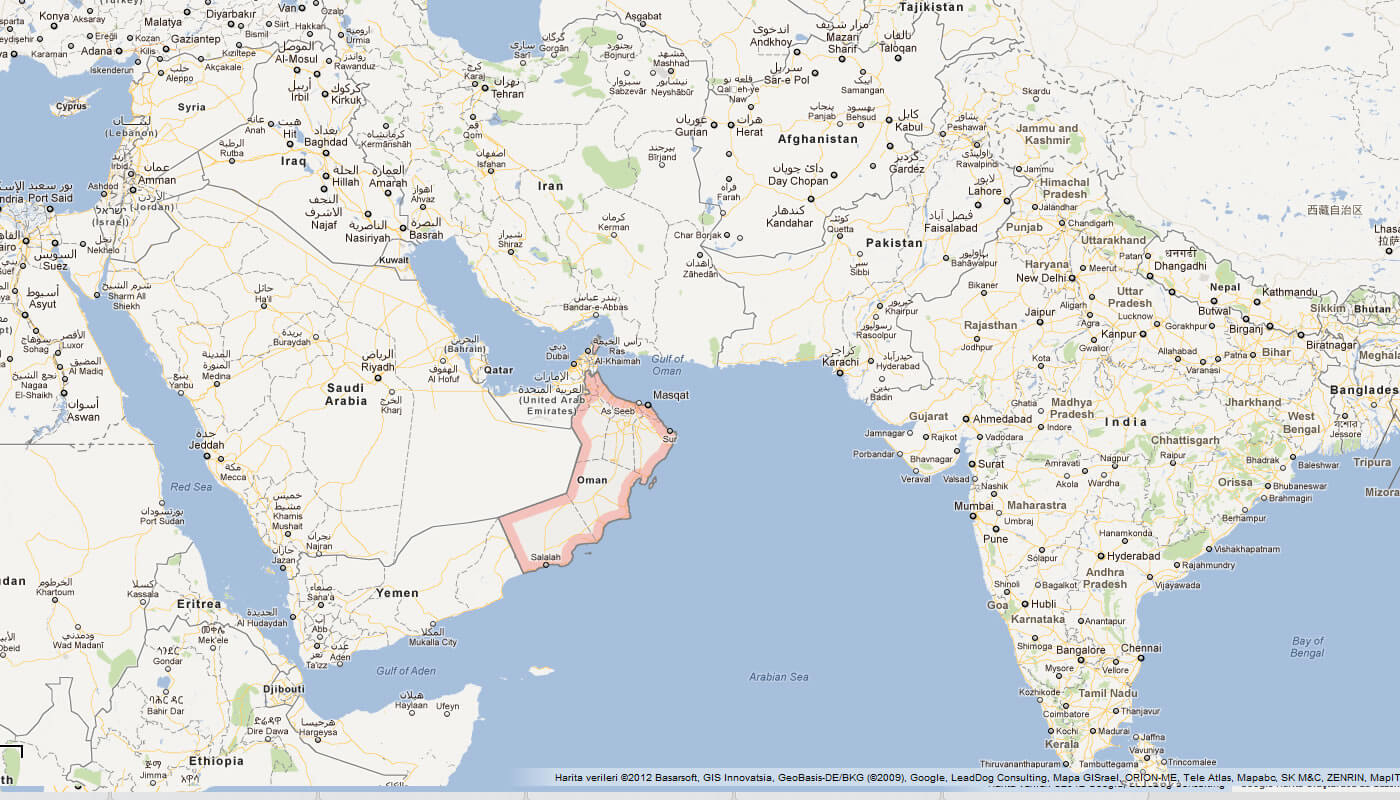 Oman Map Oman Map Of Oman Middle East 